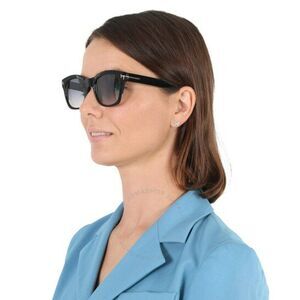 Tom Ford Women Sunglasses Black Gradient Smoke Silver Square LAUREN FT0614/S 01C